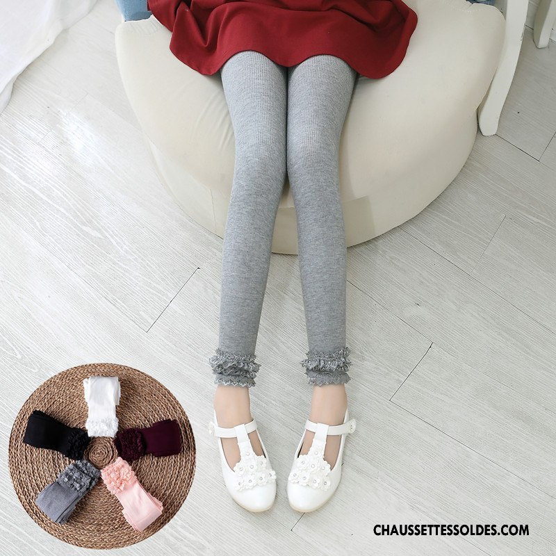 Collant Fille Guêtres Leggings Enfant Thermiques Bébé Chaussettes En Coton  Collant Panty Pure Gris Soldes Pas Cher