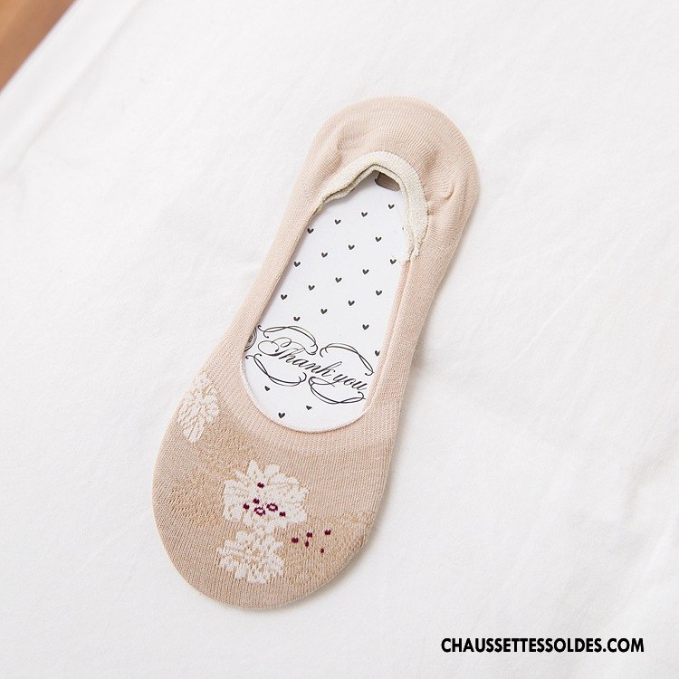 Chaussette Basse Femme Invisible Silicone Nouvelles Arrivées Printemps Fleurs 100% Coton Bleu Or