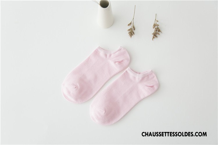 Chaussette Basse Femme Le Nouveau 100% Coton Été Chaussette Basse Coupée Frais Plaine Couleurs De Bonbons Pure Rose