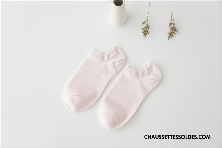 Chaussette Basse Femme Le Nouveau 100% Coton Été Chaussette Basse Coupée Frais Plaine Couleurs De Bonbons Pure Rose