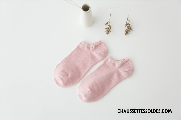 Chaussette Basse Femme Le Nouveau 100% Coton Été Chaussette Basse Coupée Frais Plaine Couleurs De Bonbons Pure Rose