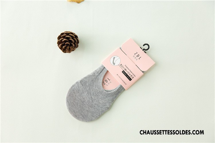 Chaussette Basse Femme Nouvelles Arrivées Dame Invisible Été Silicone Chaussettes En Coton Pure Blanc