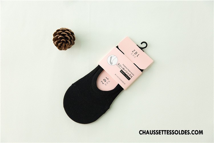 Chaussette Basse Femme Nouvelles Arrivées Dame Invisible Été Silicone Chaussettes En Coton Pure Blanc