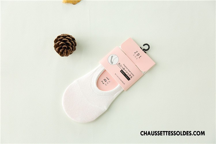 Chaussette Basse Femme Nouvelles Arrivées Dame Invisible Été Silicone Chaussettes En Coton Pure Blanc