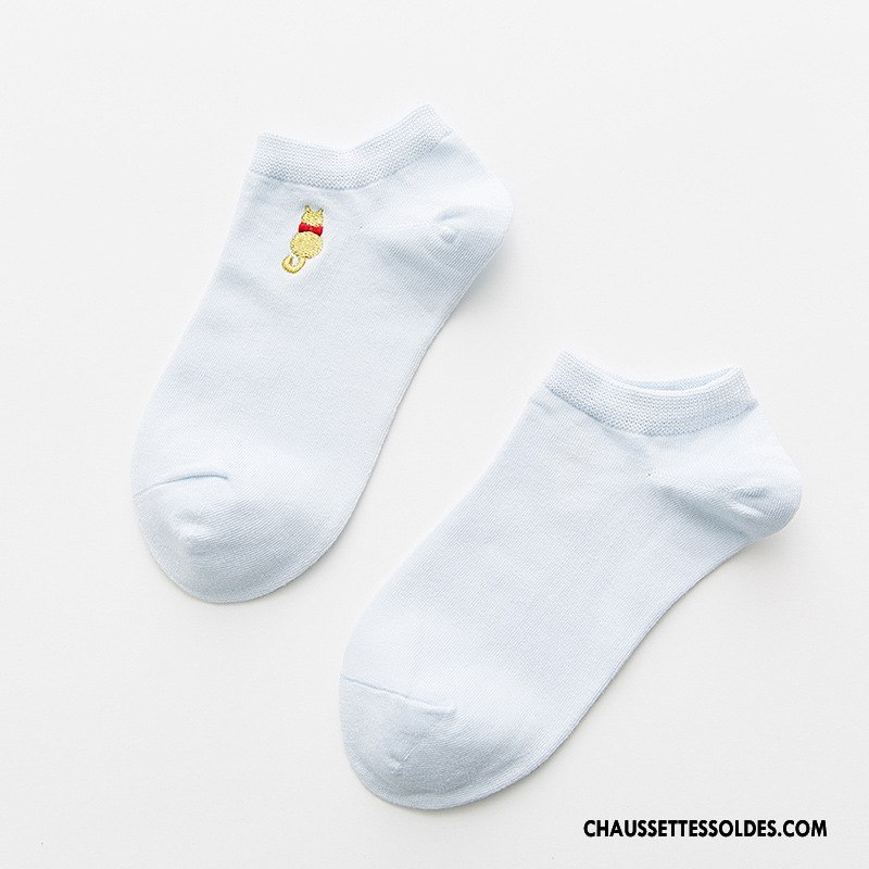 Chaussettes Courtes Femme 100% Coton Brodé Matelassé Petit Chaussette Basse Coupée Chaussette Courte Pure Rose