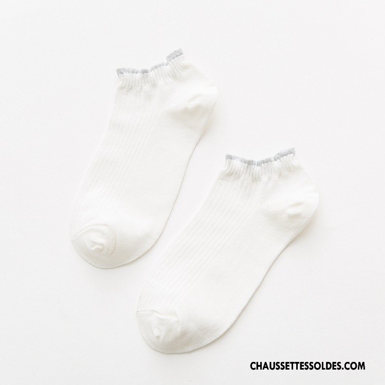 Chaussettes Courtes Femme Chaussette Courte Chaussette Basse Coupée Printemps Dame Plaine Tendance Blanc Or