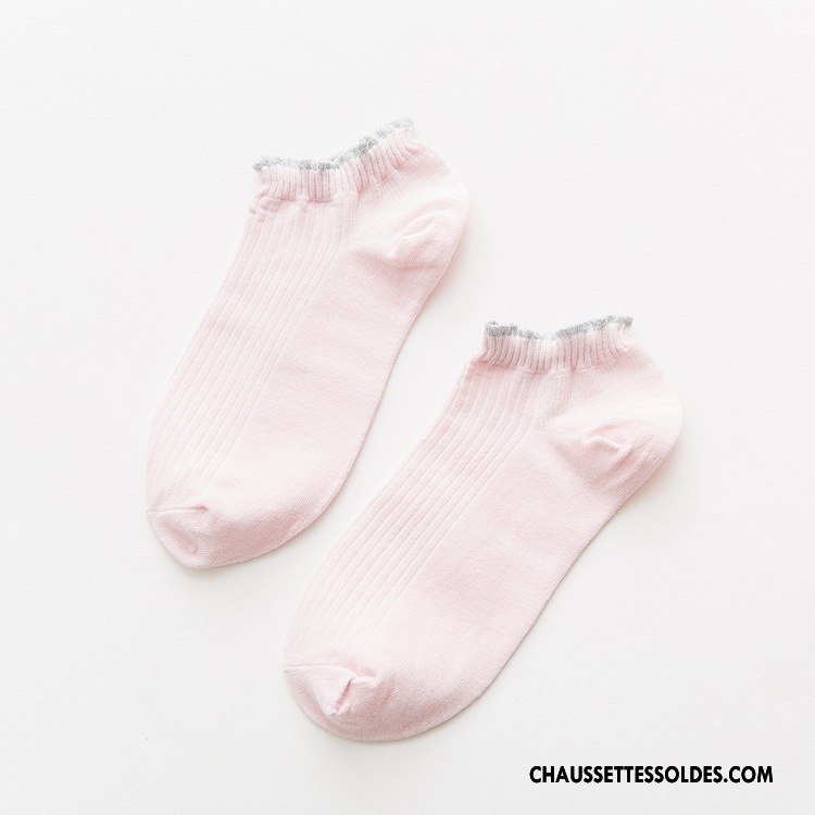 Chaussettes Courtes Femme Chaussette Courte Chaussette Basse Coupée Printemps Dame Plaine Tendance Blanc Or