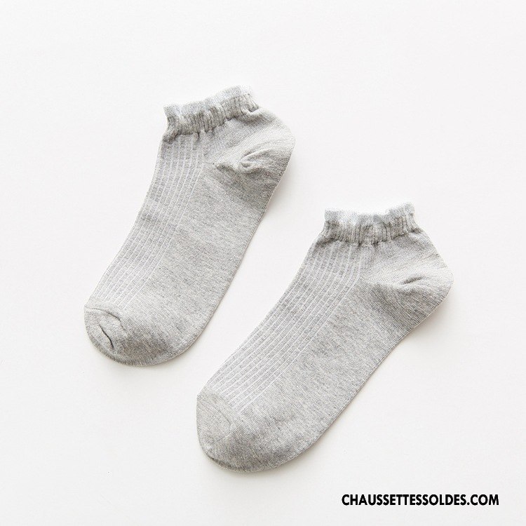 Chaussettes Courtes Femme Chaussette Courte Chaussette Basse Coupée Printemps Dame Plaine Tendance Blanc Or