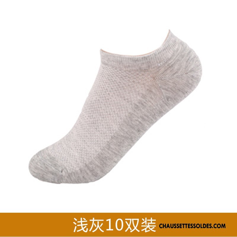 Chaussettes Courtes Femme Engrener Respirant Dame Absorber La Sueur Chaussettes En Coton Très Mince Pure Blanc Clair