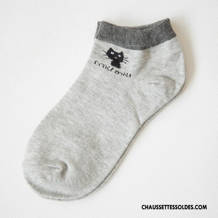 Chaussettes Courtes Femme L'automne Vente Chaude 100% Coton Chat Dame Chaussette Basse Coupée Rose