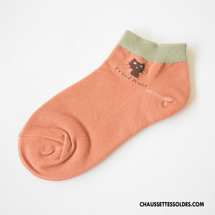 Chaussettes Courtes Femme L'automne Vente Chaude 100% Coton Chat Dame Chaussette Basse Coupée Rose