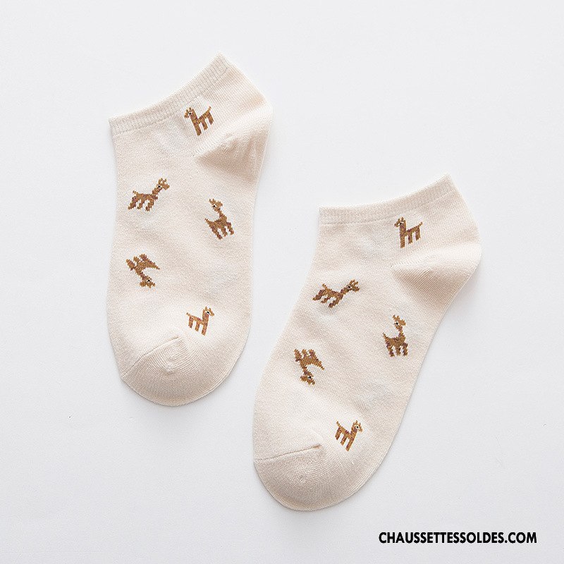 Chaussettes Courtes Femme Le Nouveau Beige Chaussette Basse Coupée 100% Coton Fruit Plaine Pure Blanc