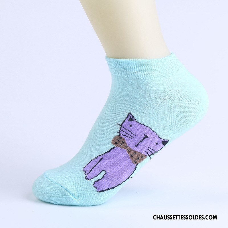 Chaussettes Courtes Femme Été 100% Coton Dessin Animé Légère Basse Chaussette Courte Rose Clair