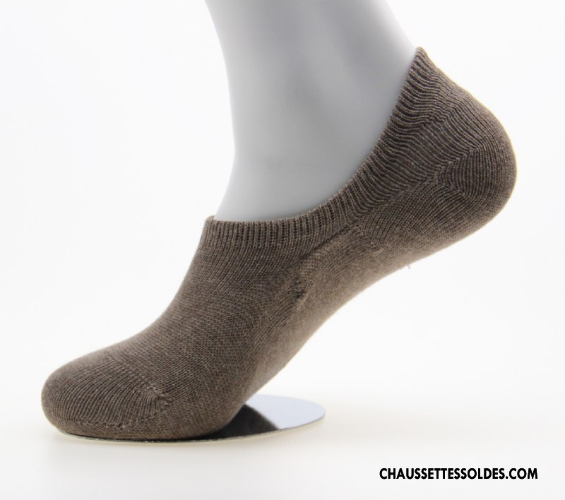 Chaussettes Invisibles Homme Été Simple Printemps Chaussette Basse Coupée Antidérapant Absorber La Sueur Pure Marron / Brun