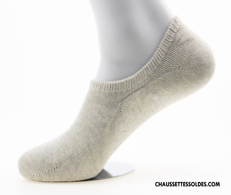 Chaussettes Invisibles Homme Été Simple Printemps Chaussette Basse Coupée Antidérapant Absorber La Sueur Pure Marron / Brun