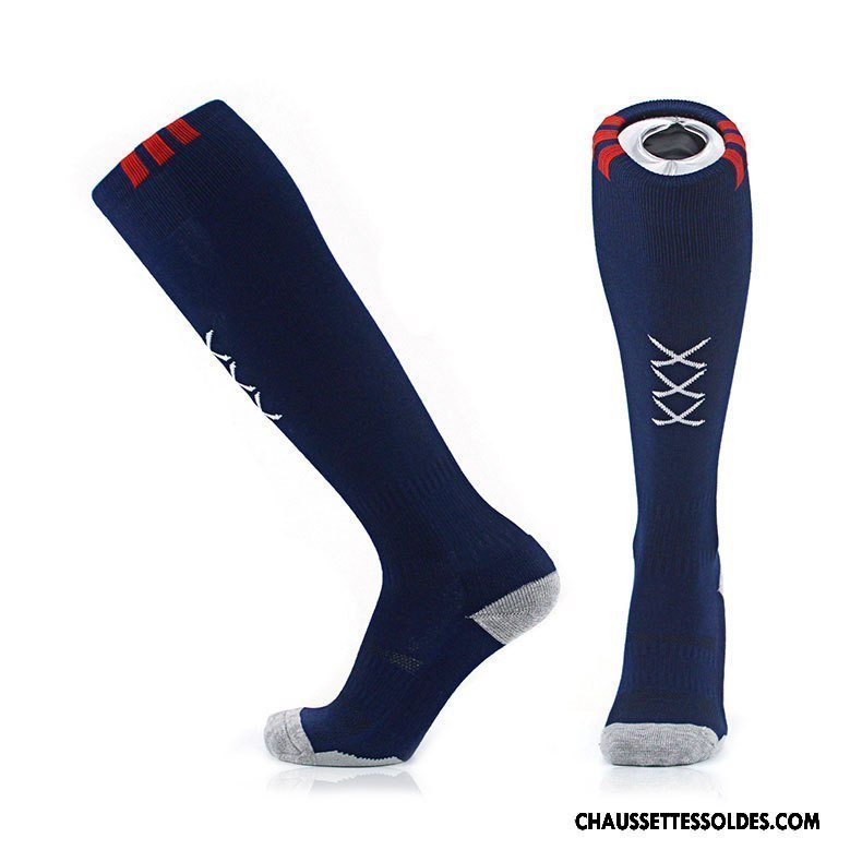 Chaussettes Longues Homme Adulte Antidérapant Respirant Mouvement Absorber La Sueur Serviette Bleu