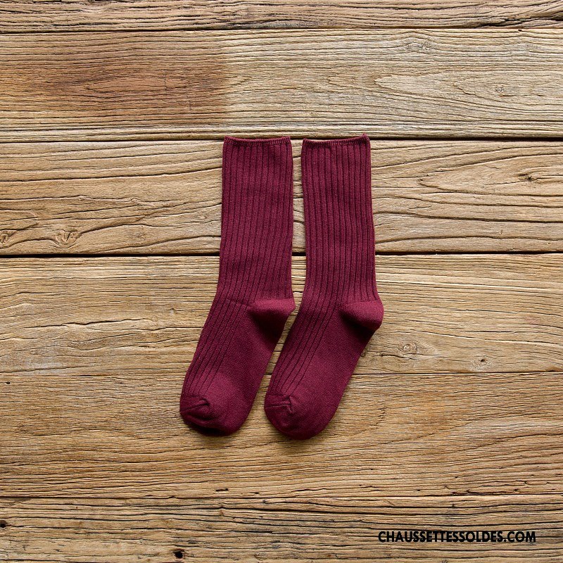 Chaussettes Mi Hautes Femme 100% Coton Hiver L'automne Dame Milieu Le Nouveau Bleu Marin Pure