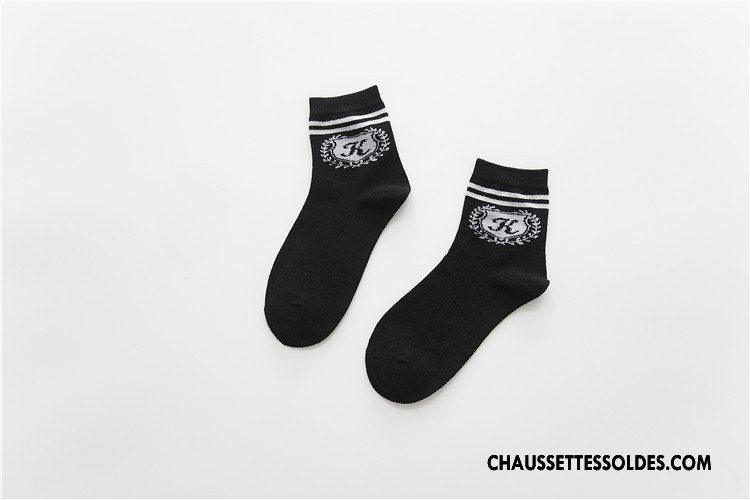 Chaussettes Mi Hautes Femme 100% Coton L'automne Rayé Hiver Plaine Milieu Blanc