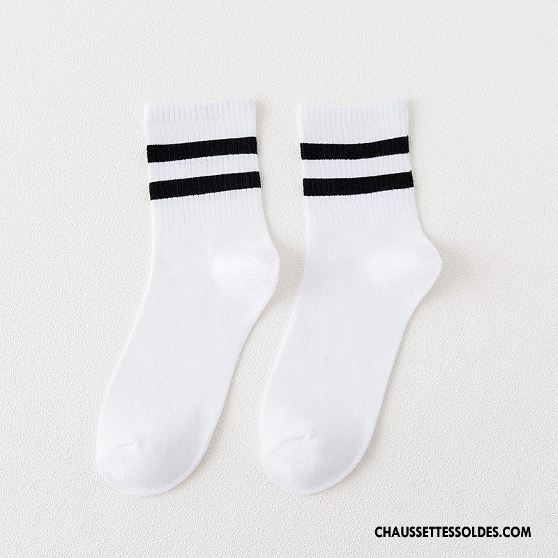 Chaussettes Mi Hautes Femme 100% Coton Mouvement Le Nouveau Hiver Milieu L'automne Blanc