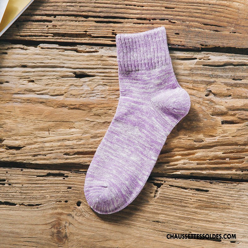 Chaussettes Mi Hautes Femme 100% Coton Yarn Le Nouveau Tendance Dame Hiver Violet