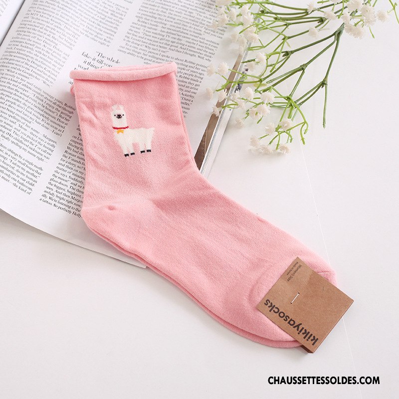 Chaussettes Mi Hautes Femme Animal Simple Généreuse Long Stock Mode Ourlet Rose