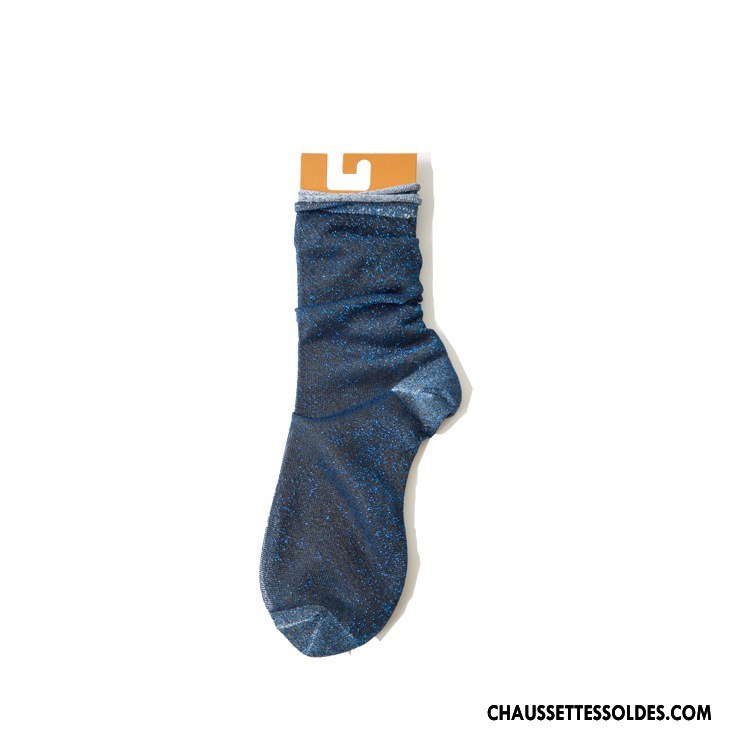 Chaussettes Mi Hautes Femme Chaussette Courte Nouvelles Arrivées Petit Perle Gros Été Rose Or