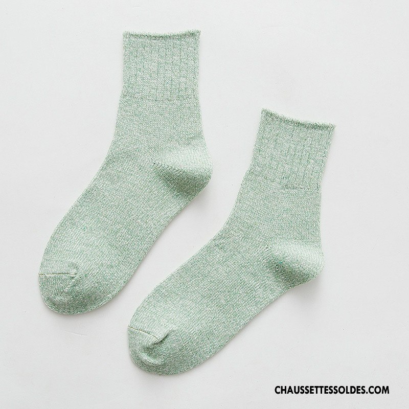 Chaussettes Mi Hautes Femme Chaussettes En Coton Hiver Thermiques Renforcé Milieu L'automne Pure Rose