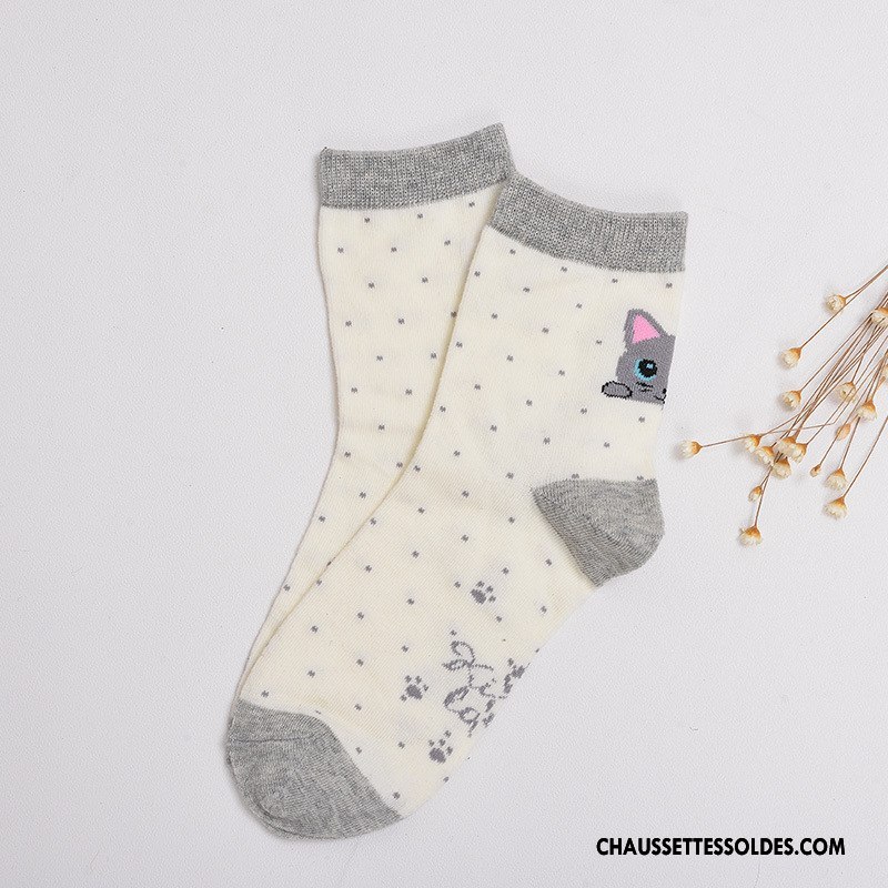 Chaussettes Mi Hautes Femme Chaussettes En Coton Le Nouveau Casual Dame Chat Dimensionnel Rouge