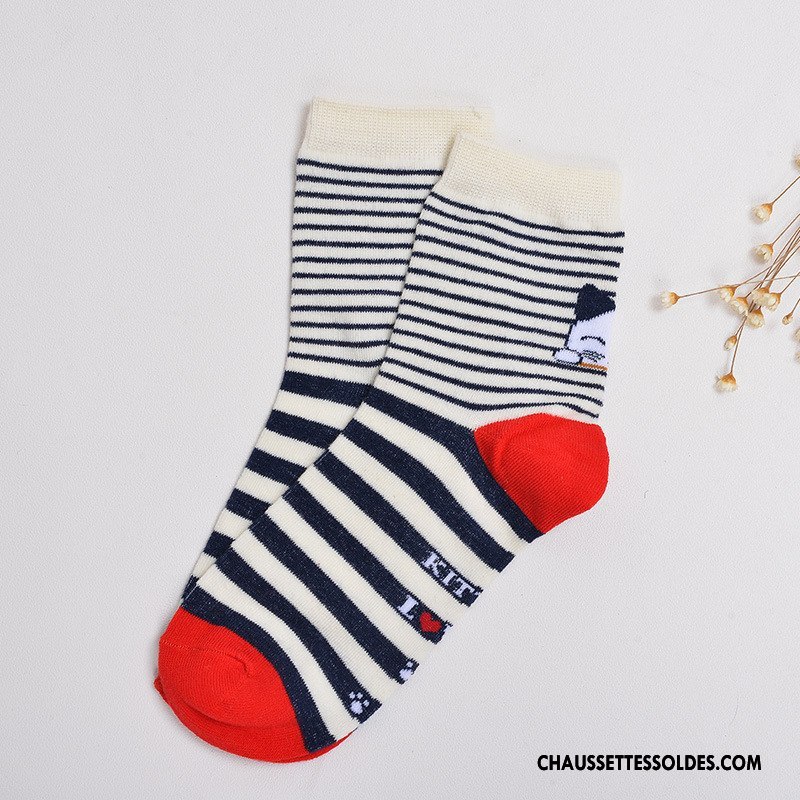 Chaussettes Mi Hautes Femme Chaussettes En Coton Le Nouveau Casual Dame Chat Dimensionnel Rouge