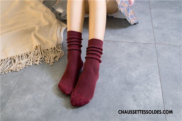 Chaussettes Mi Hautes Femme Coton Le Nouveau Milieu L'automne Hiver Chaussettes En Coton Or