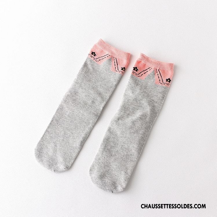 Chaussettes Mi Hautes Femme Dame Charmant Chaussettes En Coton Dessin Animé Le Nouveau Bordeaux