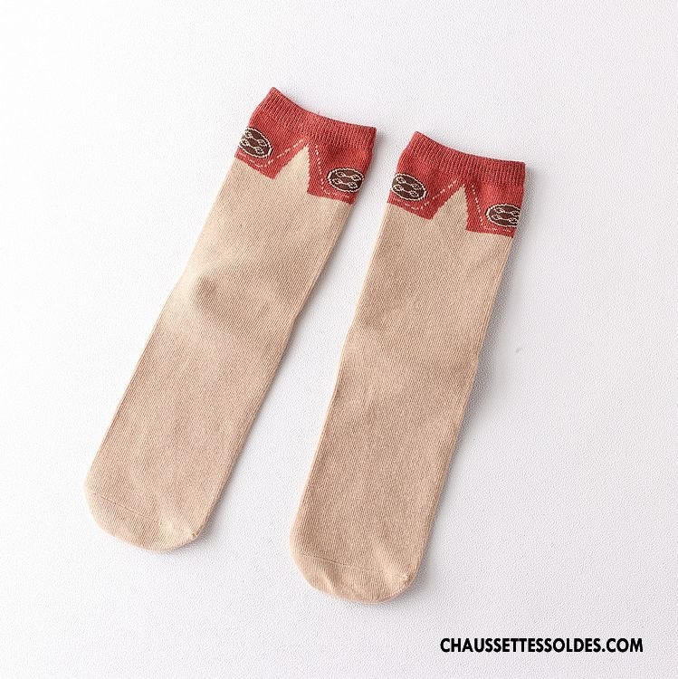 Chaussettes Mi Hautes Femme Dame Charmant Chaussettes En Coton Dessin Animé Le Nouveau Bordeaux