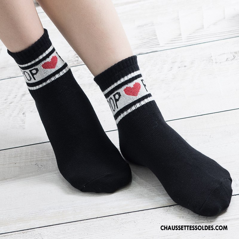 Chaussettes Mi Hautes Femme Hiver Haute Qualité Matelassé 100% Coton Lettre Le Nouveau Bleu