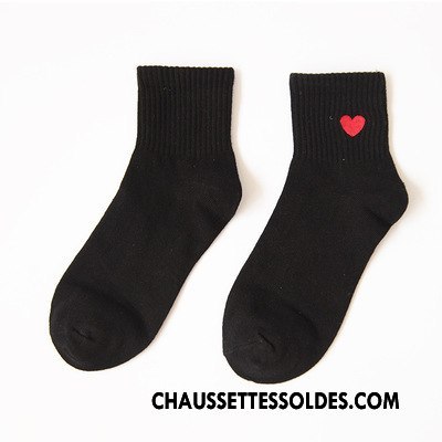 Chaussettes Mi Hautes Femme Le Nouveau Dame Brodé Amour Élève Chaussette Courte Rose Vert