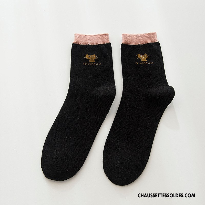 Chaussettes Mi Hautes Femme Milieu Printemps 100% Coton Hiver Tendance L'automne Rose