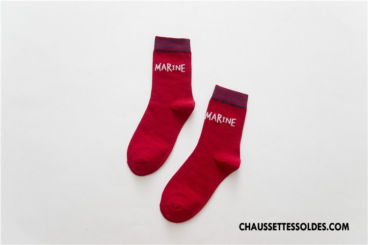 Chaussettes Mi Hautes Femme Milieu Tous Les Assortis Chaussettes En Coton L'automne Hiver Nouvelles Arrivées Rouge