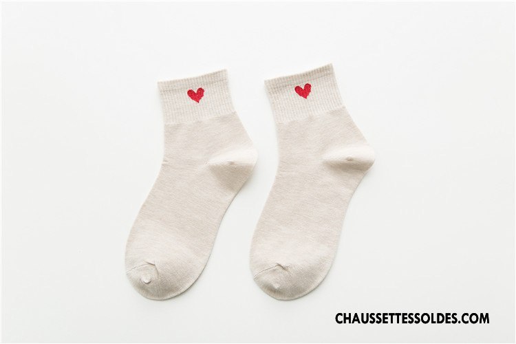 Chaussettes Mi Hautes Femme Mélangé Toutes Les Saisons Mouvement Tous Les Assortis Milieu Amour Blanc