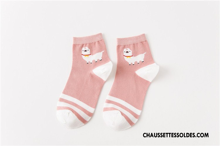 Chaussettes Mi Hautes Femme Nouveau Le Nouveau Chaussette Courte Milieu Coton Bio Vent D'université Rose