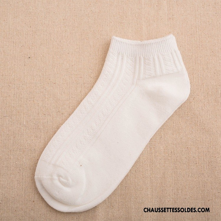 Chaussettes Mi Hautes Femme Printemps Couleur Dame Matelassé Basse Été Couleurs De Bonbons Pure Blanc