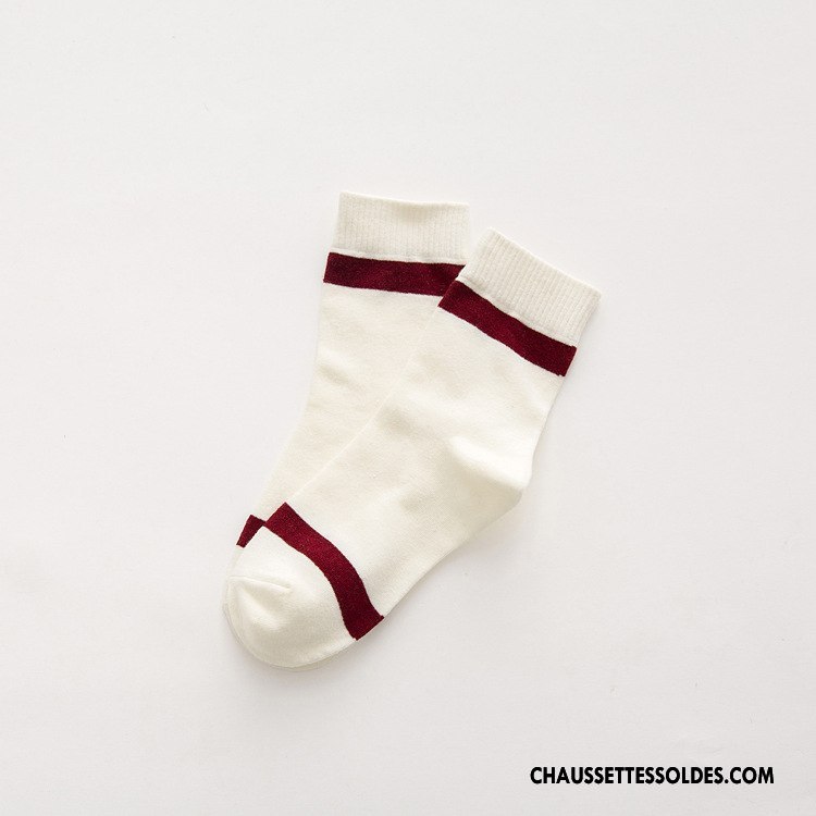 Chaussettes Mi Hautes Femme Vent D'université Haute Qualité 100% Coton Élève Mouvement Blanc