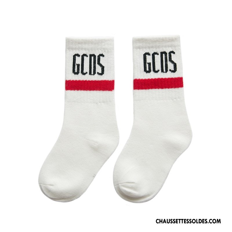 Chaussettes Mi Hautes Fille Bébé Chaussette Courte Lettre Chaussettes En Coton Tendance Enfant Noir