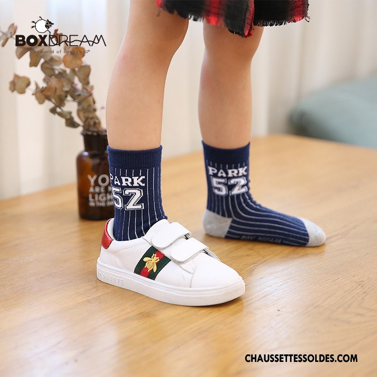 Chaussettes Mi Hautes Fille L'automne Le Nouveau Enfant Numérique Matelassé Chaussettes En Coton Noir