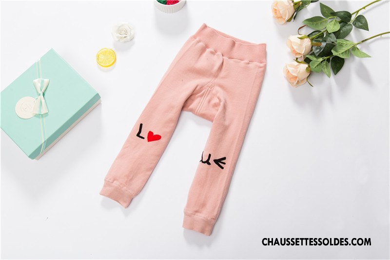 Collant Fille Couche Double Enfant En Maille Fleurs Guêtres Leggings Hiver Rose Jaune Or