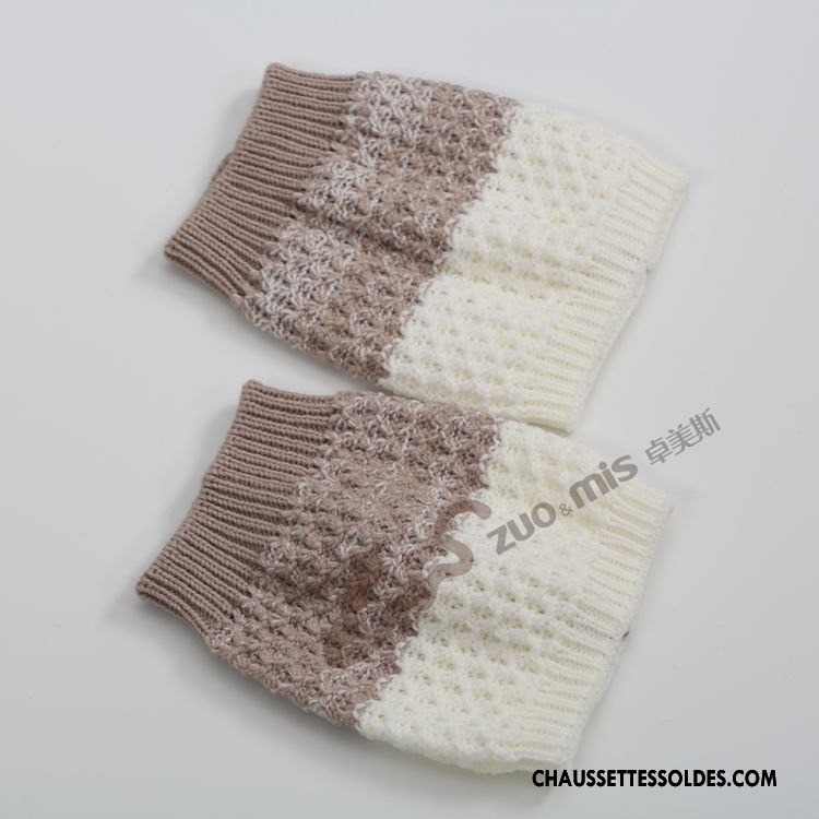 Guêtres Femme En Maille Chaussette Thermiques De Laine Couleurs Mixtes Couleur De Contraste Blanc