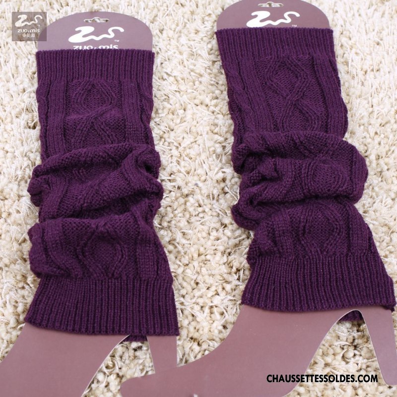 Guêtres Femme Thermiques L'automne De Laine Hiver Chaussette En Maille Violet